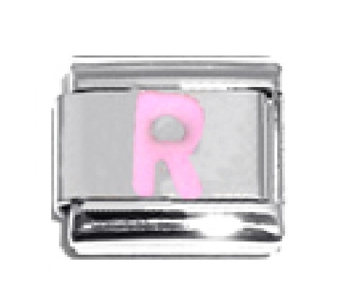 Pink Letter R - 9mm Italian charm - Click Image to Close